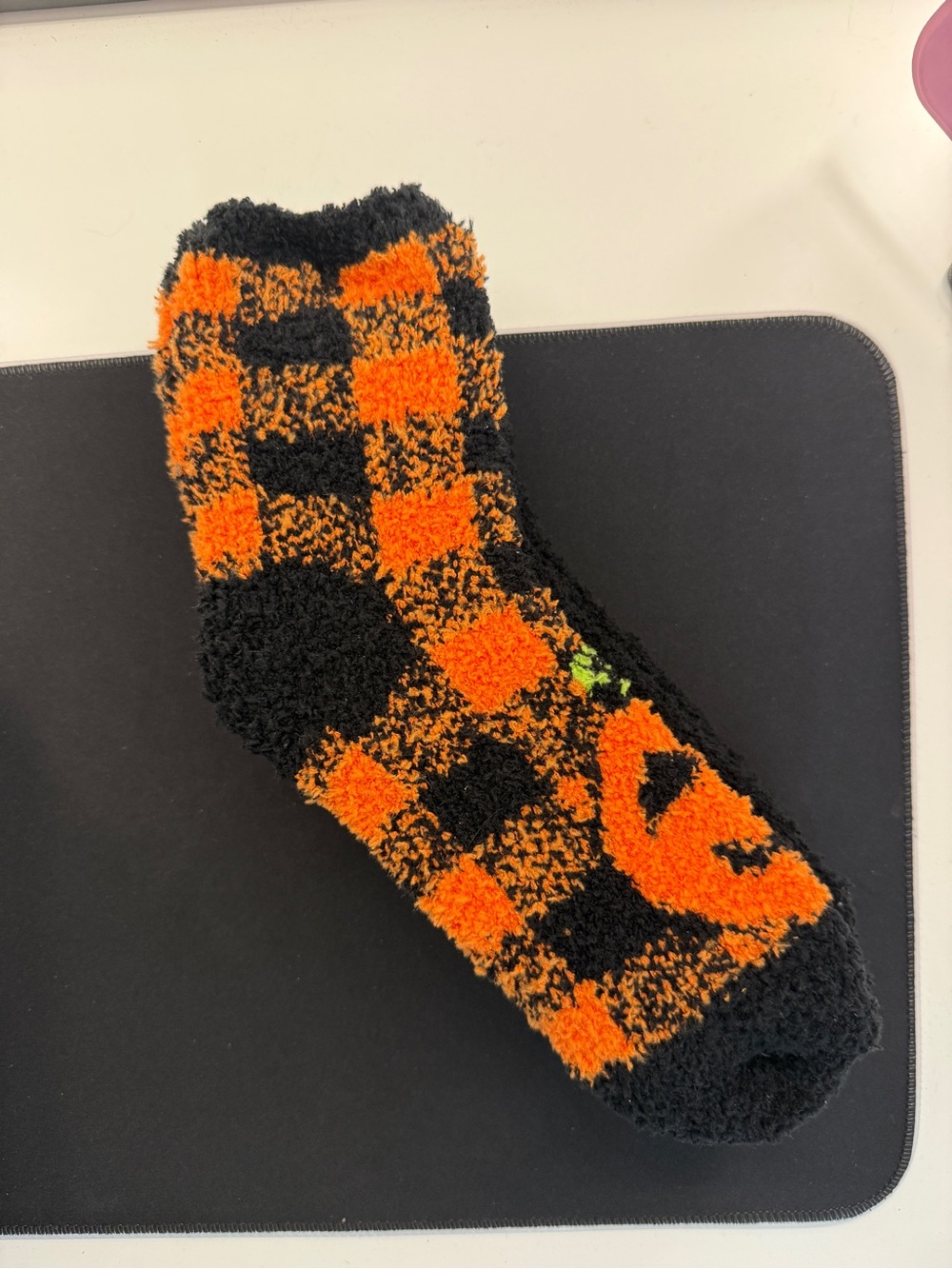 NWT Halloween Fuzzy Socks Jack O Lantern Plaid & Striped Cozy Crew 3 Pack